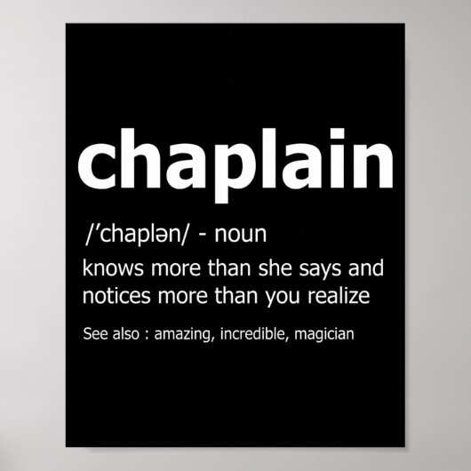 Funny Chaplain Definition New Job Gift For Chaplai Poster (Voorkant)