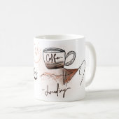 Funny Charging Caffeine Sketch Monogram Koffiemok (Voorkant rechts)
