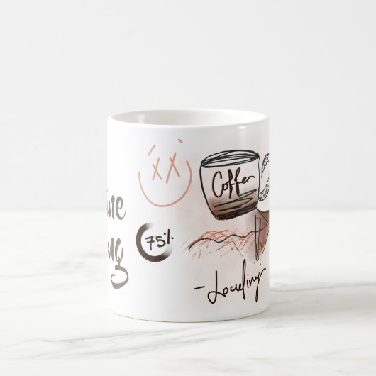 Funny Charging Caffeine Sketch Monogram Koffiemok (Center)