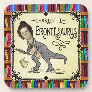 Funny Charlotte Bronte Saurus Dinosaur Book Reader Bier Onderzetter