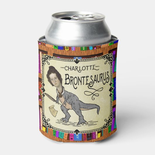 Funny Charlotte Bronte Saurus Dinosaur Book Reader Blikjeskoeler (Blikje Voorkant)