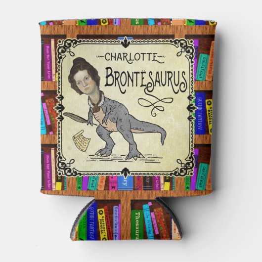 Funny Charlotte Bronte Saurus Dinosaur Book Reader Blikjeskoeler (Voorkant)