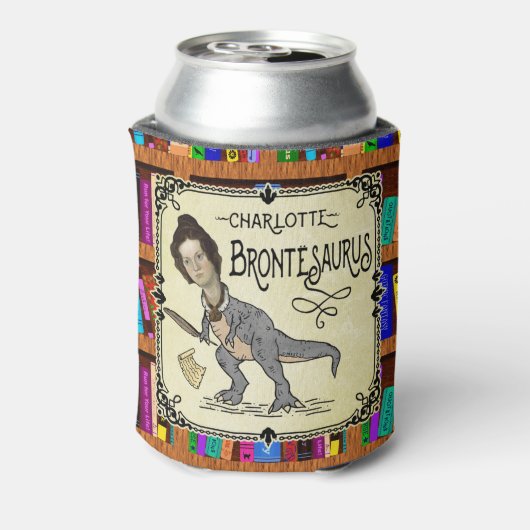 Funny Charlotte Bronte Saurus Dinosaur Book Reader Blikjeskoeler (Blikje Achterkant)