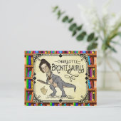 Funny Charlotte Bronte Saurus Dinosaur Book Reader Briefkaart (Staand voorkant)