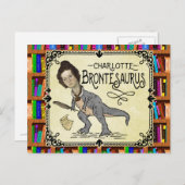 Funny Charlotte Bronte Saurus Dinosaur Book Reader Briefkaart (Voorkant / Achterkant)