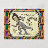 Funny Charlotte Bronte Saurus Dinosaur Book Reader Briefkaart (Voorkant)
