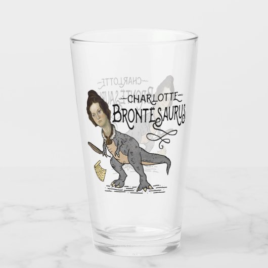 Funny Charlotte Bronte Saurus Dinosaur Book Reader Glas (Achterkant)