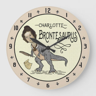 Funny Charlotte Bronte Saurus Dinosaur Book Reader Grote Klok