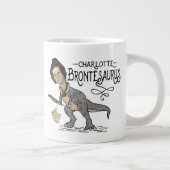 Funny Charlotte Bronte Saurus Dinosaur Book Reader Grote Koffiekop (Rechts)