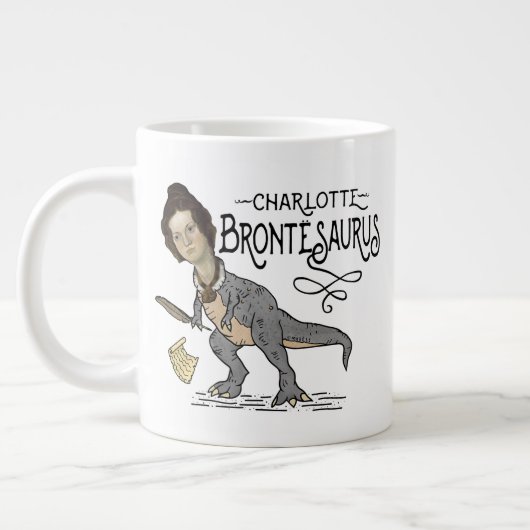 Funny Charlotte Bronte Saurus Dinosaur Book Reader Grote Koffiekop (Links)