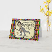 Funny Charlotte Bronte Saurus Dinosaur Book Reader Kaart (Gele Bloem)