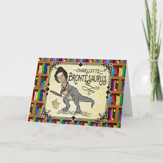 Funny Charlotte Bronte Saurus Dinosaur Book Reader Kaart (Voorkant)