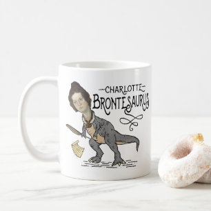 Funny Charlotte Bronte Saurus Dinosaur Book Reader Koffiemok