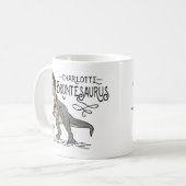 Funny Charlotte Bronte Saurus Dinosaur Book Reader Koffiemok (Voorkant links)