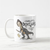 Funny Charlotte Bronte Saurus Dinosaur Book Reader Koffiemok (Links)