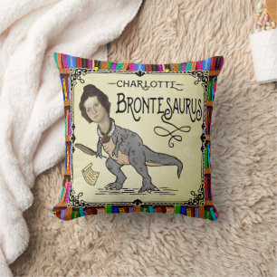 Funny Charlotte Bronte Saurus Dinosaur Book Reader Kussen
