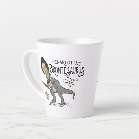 Funny Charlotte Bronte Saurus Dinosaur Book Reader Latte Mok (Linkerhoek)