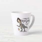 Funny Charlotte Bronte Saurus Dinosaur Book Reader Latte Mok (Rechterhoek)