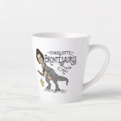 Funny Charlotte Bronte Saurus Dinosaur Book Reader Latte Mok (Rechts)