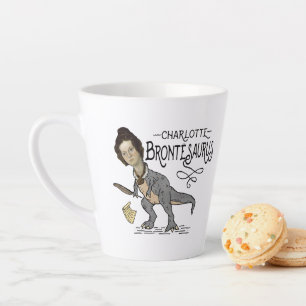 Funny Charlotte Bronte Saurus Dinosaur Book Reader Latte Mok