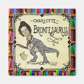 Funny Charlotte Bronte Saurus Dinosaur Book Reader Magneet (Voorkant)