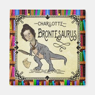 Funny Charlotte Bronte Saurus Dinosaur Book Reader Magneet