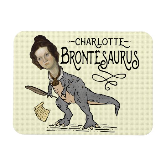 Funny Charlotte Bronte Saurus Dinosaur Book Reader Magneet (Horizontaal)