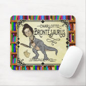 Funny Charlotte Bronte Saurus Dinosaur Book Reader Muismat (Met muis)