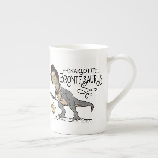 Funny Charlotte Bronte Saurus Dinosaur Book Reader Porselein Kop (Rechts)