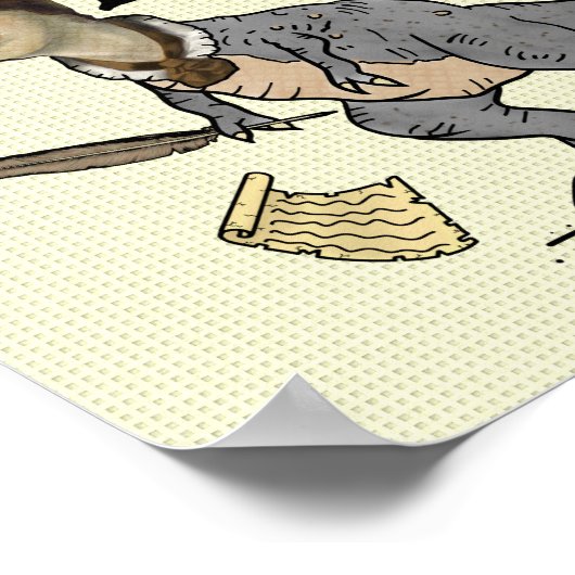 Funny Charlotte Bronte Saurus Dinosaur Book Reader Poster (Hoek)