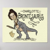 Funny Charlotte Bronte Saurus Dinosaur Book Reader Poster (Voorkant)