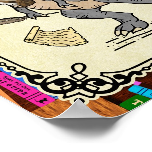 Funny Charlotte Bronte Saurus Dinosaur Book Reader Poster (Hoek)