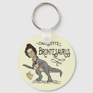 Funny Charlotte Bronte Saurus Dinosaur Book Reader Sleutelhanger