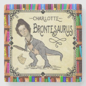 Funny Charlotte Bronte Saurus Dinosaur Book Reader Stenen Onderzetter (Voorkant)