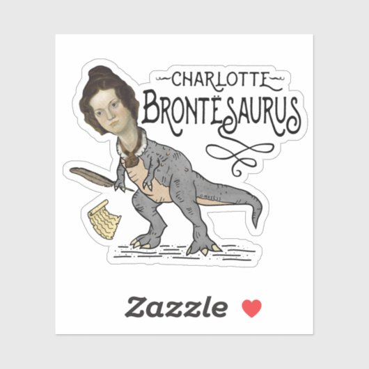 Funny Charlotte Bronte Saurus Dinosaur Book Reader Sticker (Vel)