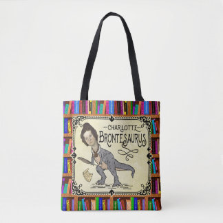 Funny Charlotte Bronte Saurus Dinosaur Book Reader Tote Bag