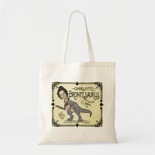 Funny Charlotte Bronte Saurus Dinosaur Book Reader Tote Bag (Voorkant)