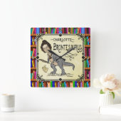 Funny Charlotte Bronte Saurus Dinosaur Book Reader Vierkante Klok (Huis)