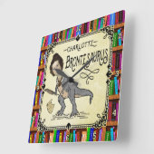 Funny Charlotte Bronte Saurus Dinosaur Book Reader Vierkante Klok (Hoek)