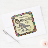 Funny Charlotte Bronte Saurus Dinosaur Book Reader Vierkante Sticker (Envelop)