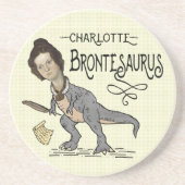 Funny Charlotte Bronte Saurus Dinosaur Book Reader Zandsteen Onderzetter (Voorkant)