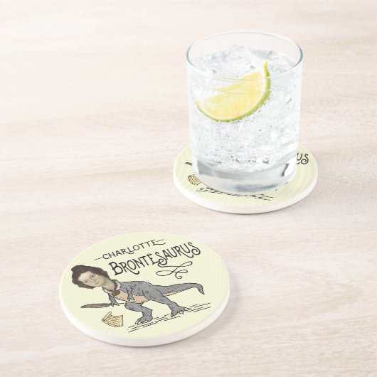 Funny Charlotte Bronte Saurus Dinosaur Book Reader Zandsteen Onderzetter (Zijkant)