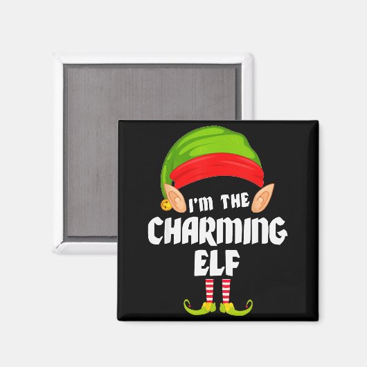 Funny Charming Elf Matching Family Group Pj Christ Magneet (Voorkant / Achterkant)