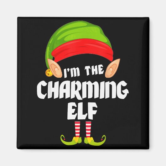 Funny Charming Elf Matching Family Group Pj Christ Magneet (Voorkant)