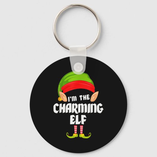 Funny Charming Elf Matching Family Group Pj Christ Sleutelhanger (Voorkant)