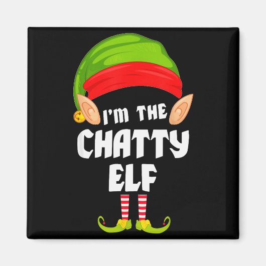 Funny Chatty Elf Matching Family Group Pj Christma Magneet (Voorkant)