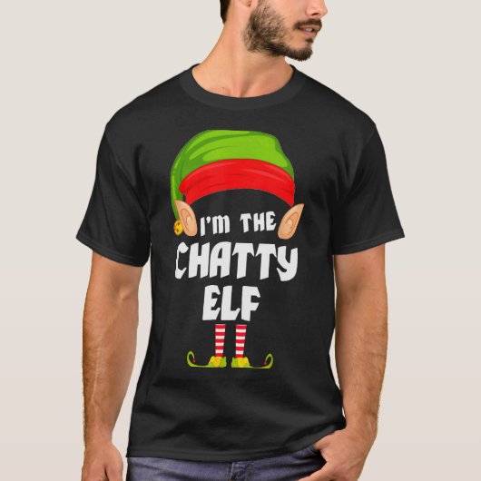 Funny Chatty Elf Matching Family Group Pj Christma T-shirt (Voorkant)