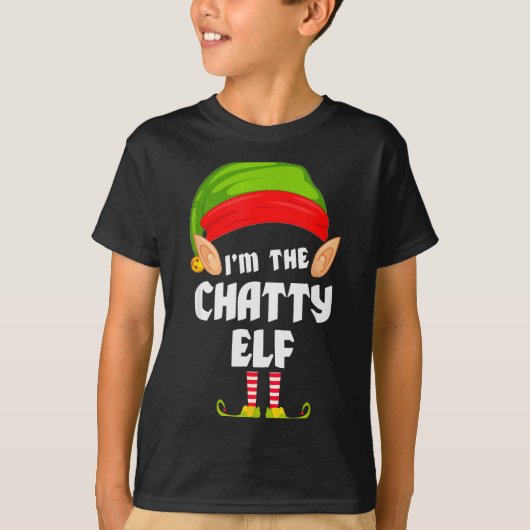 Funny Chatty Elf Matching Family Group Pj Christma T-shirt (Voorkant)