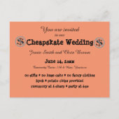 Funny Cheapskate Wedding Invitation Uitnodiging Briefkaart (Voorkant)