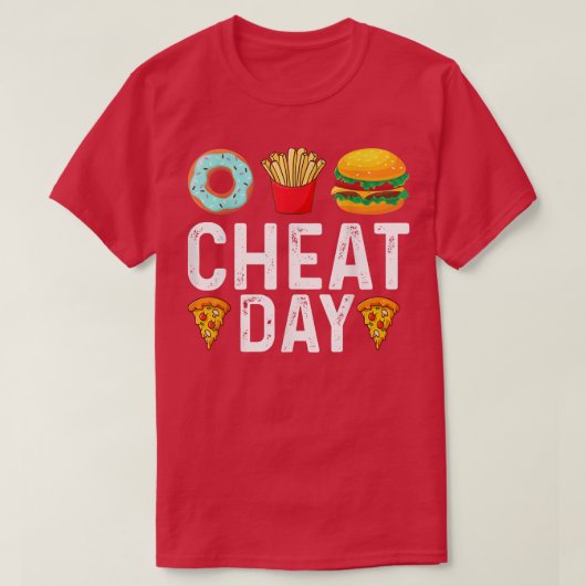 Funny Cheat Day Outfit, Donuts, Fries, Pizza & Ham T-shirt (Design voorkant)